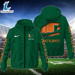 NCAA Miami HurricanesCustom Name Windbreaker…