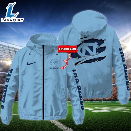 NCAA North Carolina Tar Heels Football Windbreaker Outdoor Jacket – Custom Name Gift Sport