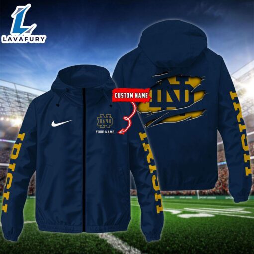NCAA Notre Dame Fighting Irish Football Windbreaker Outdoor Jacket – Custom Name Gift Sport