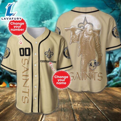 New Orleans Saints Horror Movie Personalized Baseball Jersey  – Gift  For Halloween