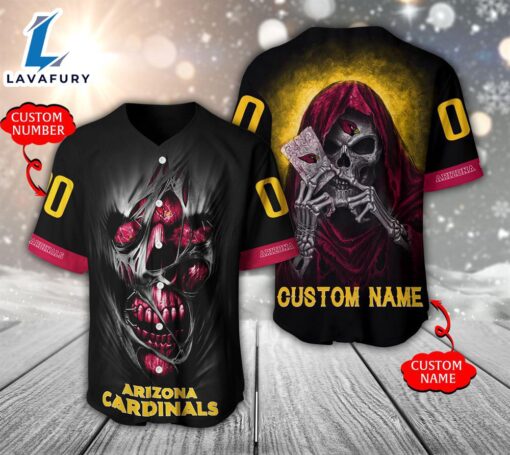 NFL Arizona Cardinals Scary Halloween Personalized Baseball Jersey  – Gift  For Halloween