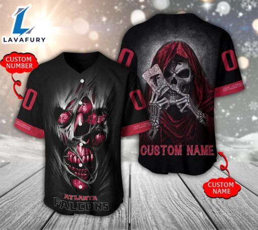 NFL Atlanta Falcons Scary Halloween Personalized Baseball Jersey  – Gift  For Halloween