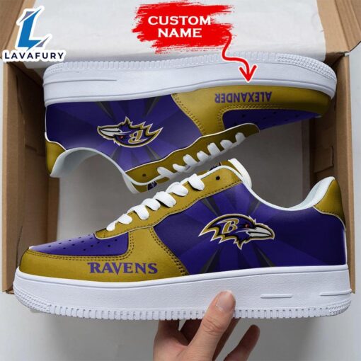 NFL Baltimore Ravens Custom Air Force 1 Sneakers For Fans NFL Shoes