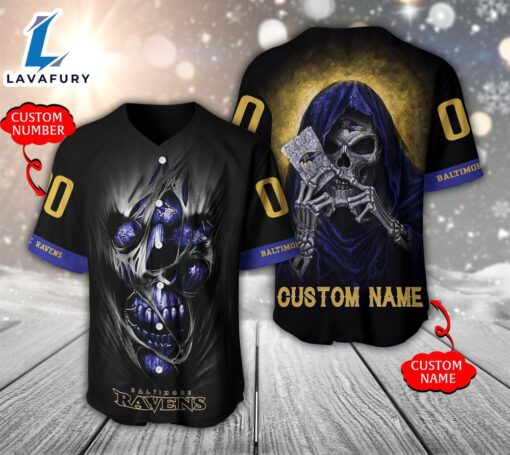 NFL Baltimore Ravens Scary Halloween Personalized Baseball Jersey  – Gift  For Halloween