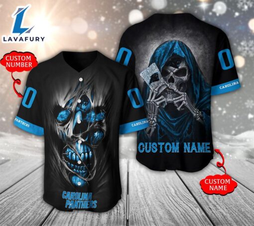 NFL Carolina Panthers Scary Halloween Personalized Baseball Jersey  – Gift  For Halloween