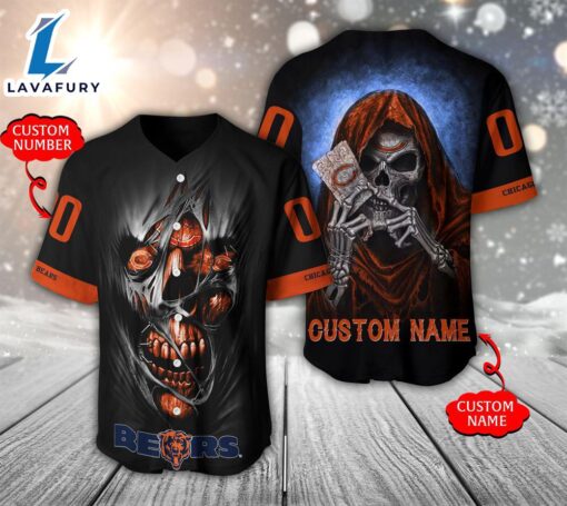 NFL Chicago Bears Scary Halloween Personalized Baseball Jersey  – Gift  For Halloween