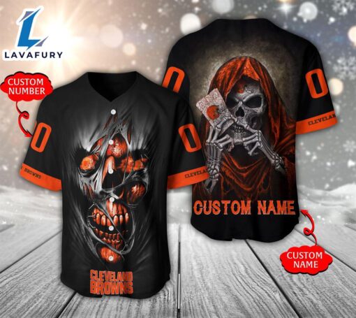 NFL Cleveland Browns Scary Halloween Personalized Baseball Jersey  – Gift  For Halloween