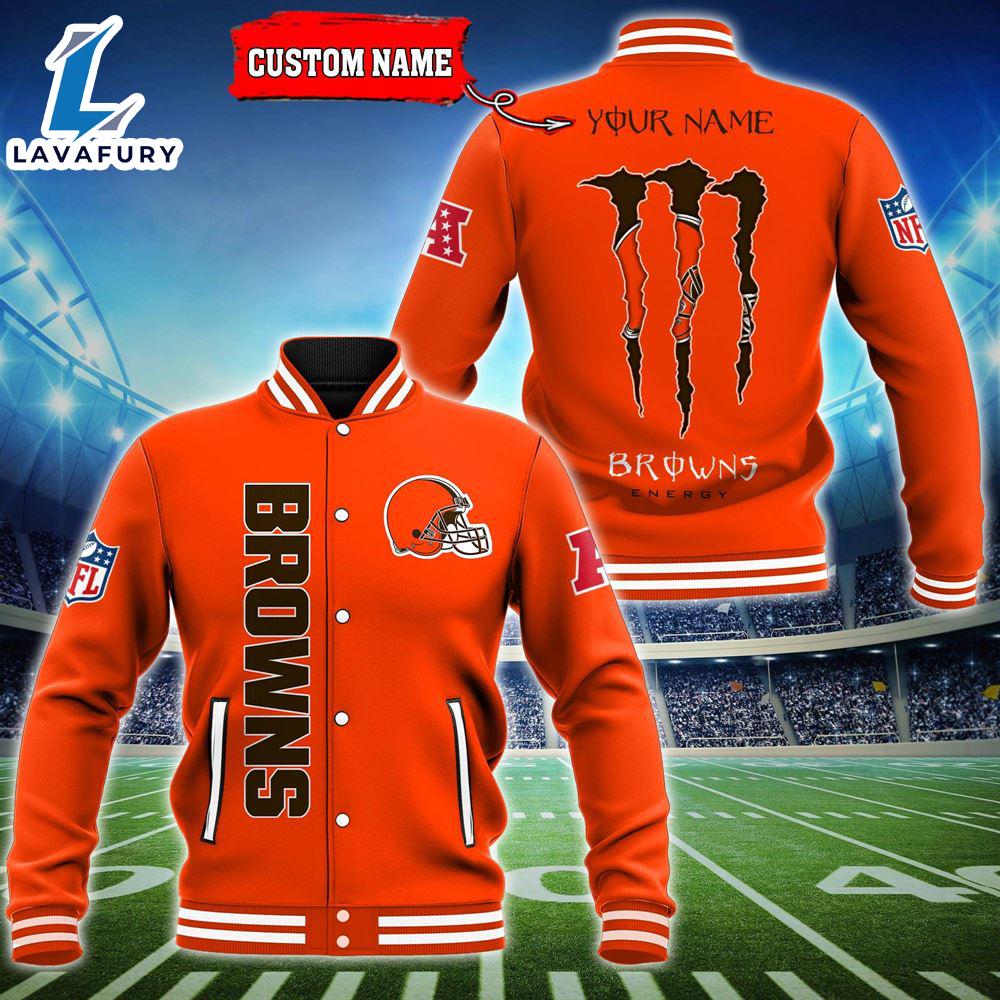 NFL Custom Name Cleveland Browns Baseball Jacket Gift Sport NFL Custom Name Cleveland Browns Baseball Jacket Gift Sport