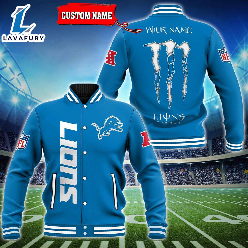 NFL Custom Name Detroit Lions Baseball Jacket Gift Sport NFL Custom Name Detroit Lions Baseball Jacket Gift Sport