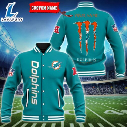 NFL Custom Name Miami Dolphins Baseball Jacket Gift Sport