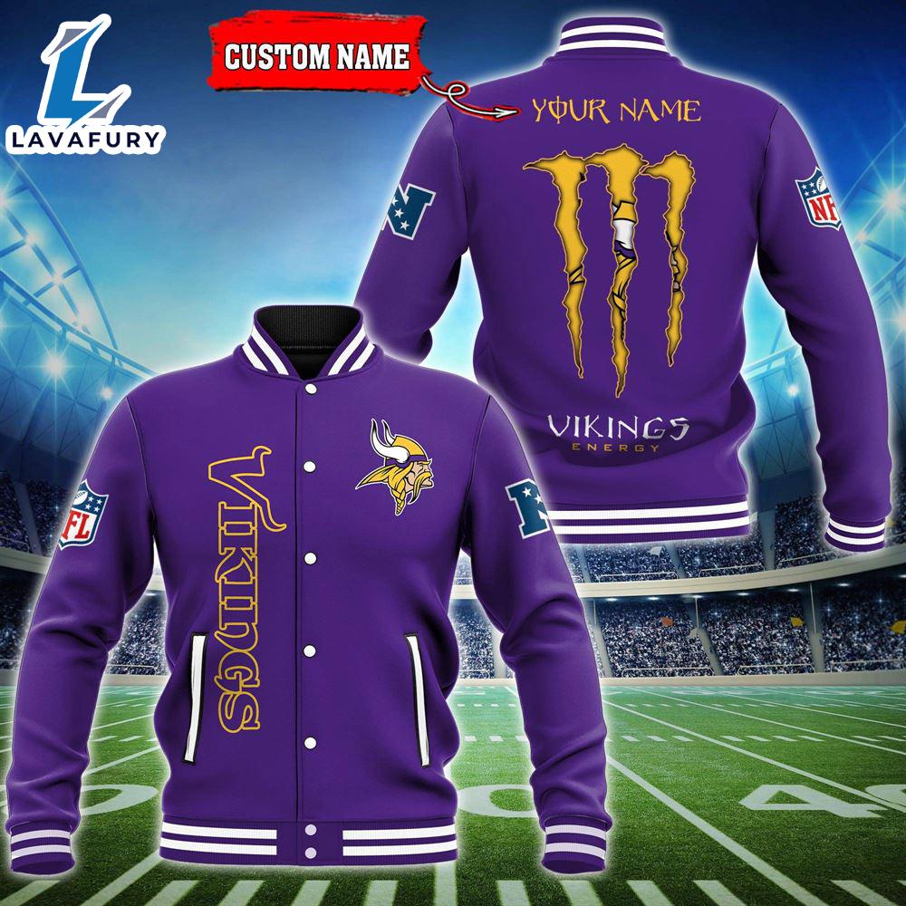 NFL Custom Name Minnesota Vikings Baseball Jacket Gift Sport NFL Custom Name Minnesota Vikings Baseball Jacket Gift Sport
