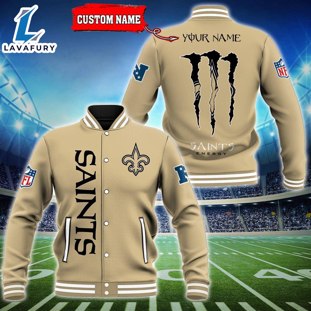 NFL Custom Name New Orleans Saints Baseball Jacket Gift Sport NFL Custom Name New Orleans Saints Baseball Jacket Gift Sport