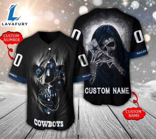 NFL Dallas Cowboys Scary Halloween Personalized Baseball Jersey  – Gift  For Halloween