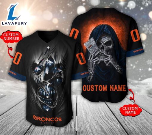 NFL Denver Broncos Scary Halloween Personalized Baseball Jersey  – Gift  For Halloween