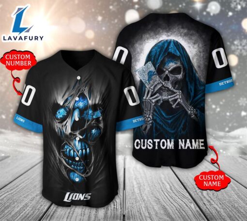 NFL Detroit Lions Scary Halloween Personalized Baseball Jersey  – Gift  For Halloween