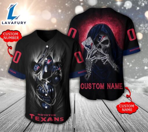 NFL Houston Texans Scary Halloween Personalized Baseball Jersey  – Gift  For Halloween