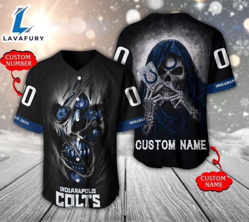 NFL Indianapolis Colts Scary Halloween Personalized Baseball Jersey  – Gift  For Halloween