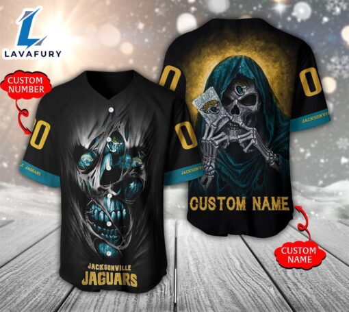 NFL Jacksonville Jaguars Scary Halloween Personalized Baseball Jersey  – Gift  For Halloween