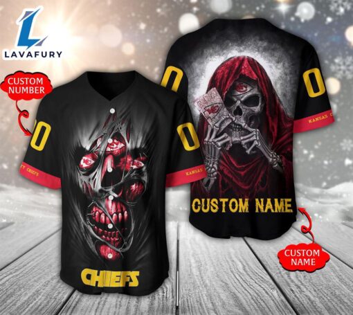 NFL Kansas City Chiefs Scary Halloween Personalized Baseball Jersey  – Gift  For Halloween