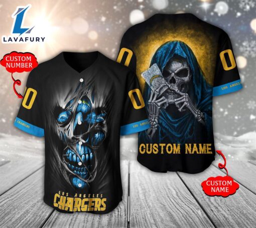 NFL Los Angeles Chargers Scary Halloween Personalized Baseball Jersey  – Gift  For Halloween