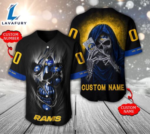 NFL Los Angeles Rams Scary Halloween Personalized Baseball Jersey  – Gift  For Halloween
