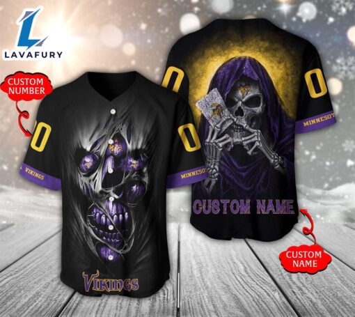 NFL Minnesota Vikings Scary Halloween Personalized Baseball Jersey  – Gift  For Halloween