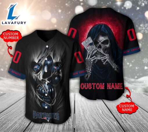 NFL New England Patriots Scary Halloween Personalized Baseball Jersey  – Gift  For Halloween