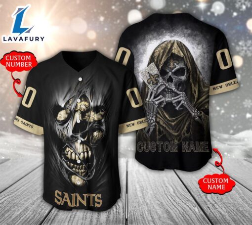 NFL New Orleans Saints Scary Halloween Personalized Baseball Jersey  – Gift  For Halloween
