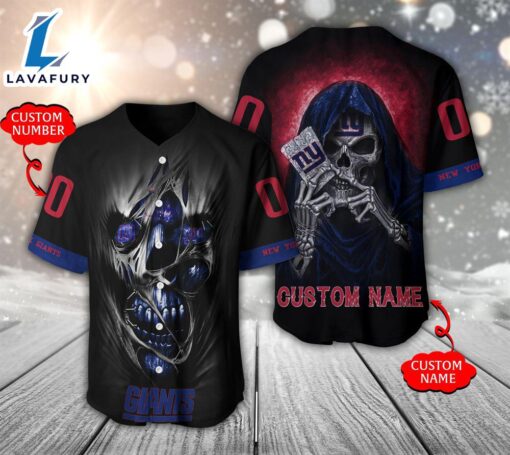 NFL New York Giants Scary Halloween Personalized Baseball Jersey  – Gift  For Halloween