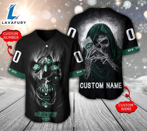 NFL New York Jets Scary Halloween Personalized Baseball Jersey  – Gift  For Halloween