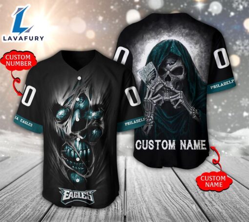 NFL Philadelphia Eagles Scary Halloween Personalized Baseball Jersey  – Gift  For Halloween