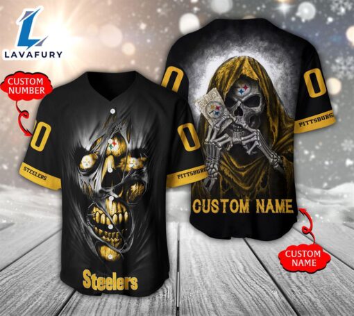 NFL Pittsburgh Steelers Scary Halloween Personalized Baseball Jersey  – Gift  For Halloween