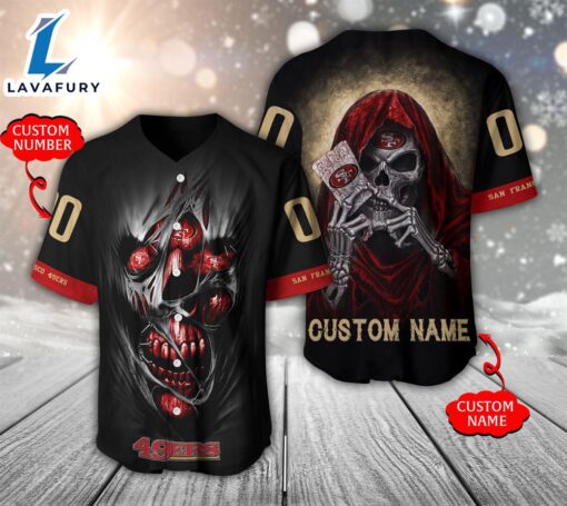 NFL San Francisco 49ers Scary Halloween Personalized Baseball Jersey  – Gift  For Halloween