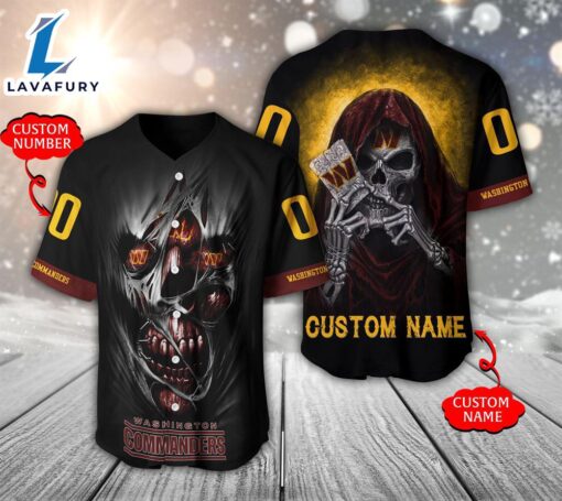 NFL Washington Commanders Scary Halloween Personalized Baseball Jersey  – Gift  For Halloween