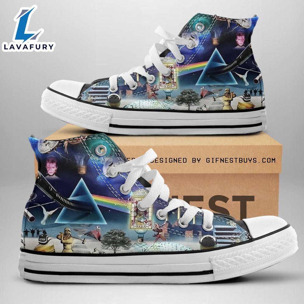 Pink Floyd Symbol Blue Shoes, Pink Floyd High Top Shoes For Fans Pink Floyd Symbol Blue Shoes, Pink Floyd High Top Shoes For Fans