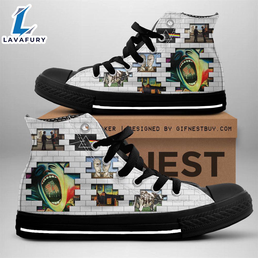 Pink Floyd Symbol In Brick Shoes, Pink Floyd High Top Shoes For Fans Pink Floyd Symbol In Brick Shoes, Pink Floyd High Top Shoes For Fans
