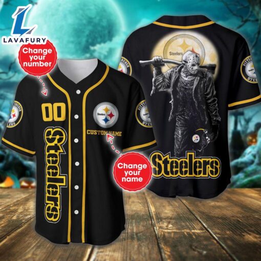 Pittsburgh Steelers Horror Movie Personalized Baseball Jersey  – Gift  For Halloween
