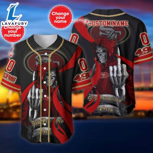 San Francisco 49ers Halloween Cusom Name And Number Baseball Jersey  – Gift  For Halloween