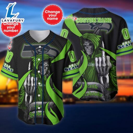 Seattle Seahawks Halloween Cusom Name And Number Baseball Jersey  – Gift  For Halloween