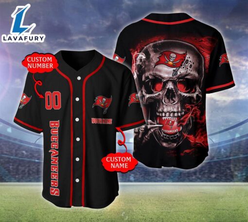 Tampa Bay Buccaneers NFL Skull Logo Personalized Baseball Jersey  – Gift  For Halloween