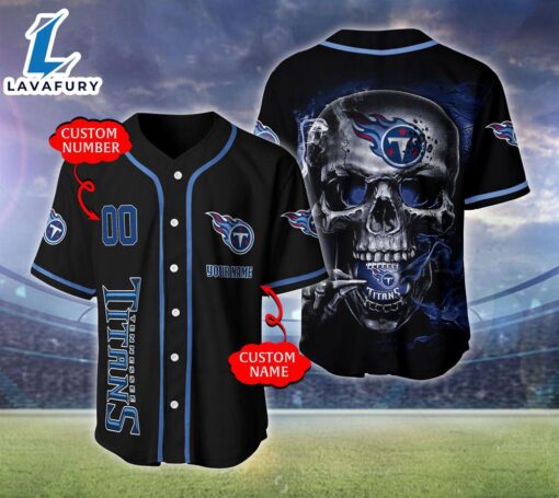 Tennessee Titans NFL Skull Logo Personalized Baseball Jersey  – Gift  For Halloween
