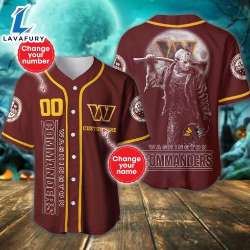 Washington Commanders Horror Movie Personalized Baseball Jersey  – Gift  For Halloween