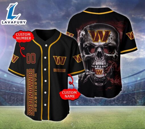 Washington Commanders NFL Skull Logo Personalized Baseball Jersey  – Gift  For Halloween