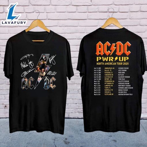 2025 Acdc Pwr Up World Tour Double Side Vuitino Merch Shirt