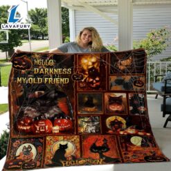 Black Cat Halloween Sherpa Blanket…
