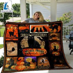 Black Cat Halloween Sherpa Throw…