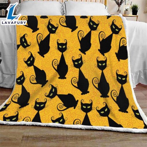Black Cat Pattern Halloween Sofa Fleece Throw Blanket  Halloween Gifts Gift Xmas