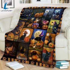 Cat Colorful Halloween Sherpa Blanket…