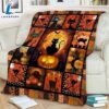 Cat Halloween Sherpa Blanket Gift - Black Cat Throw - Halloween Adult Blanket