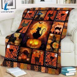 Cat Halloween Sherpa Blanket Gift…